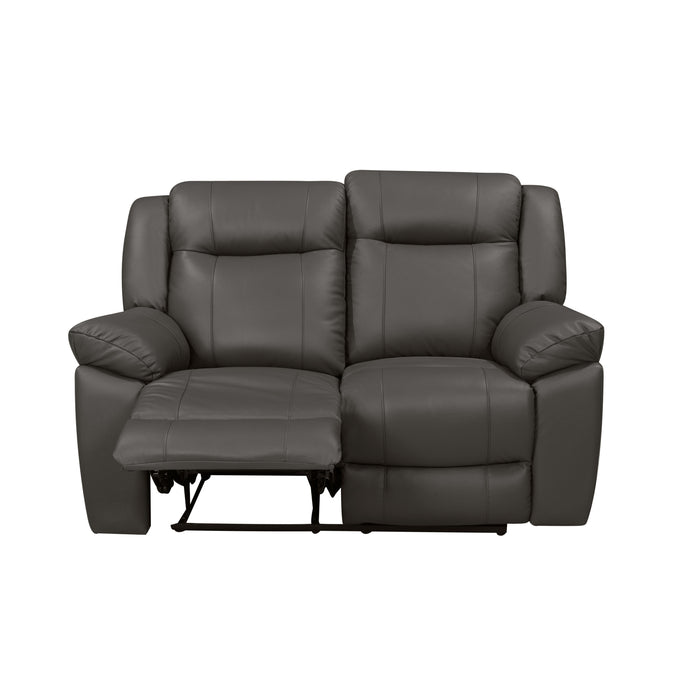 TAGGART LEATHER LOVESEAT W/ DUAL RECLINERS-GRAY