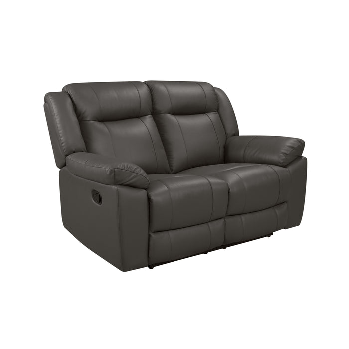 TAGGART LEATHER LOVESEAT W/ DUAL RECLINERS-GRAY