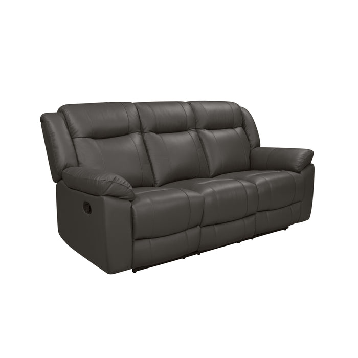 TAGGART LEATHER SOFA W/DUAL RECLINER-GRAY