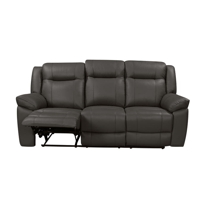 TAGGART LEATHER SOFA W/DUAL RECLINER-GRAY