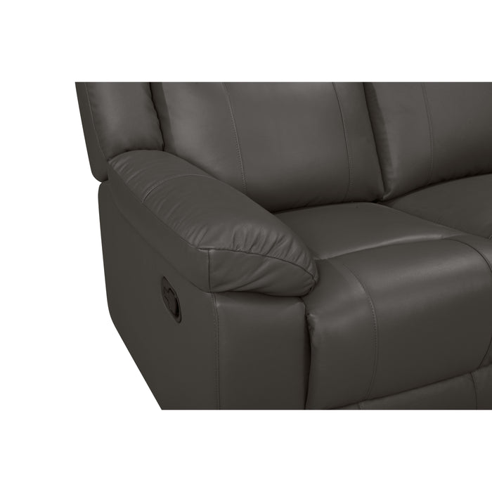 TAGGART LEATHER SOFA W/DUAL RECLINER-GRAY