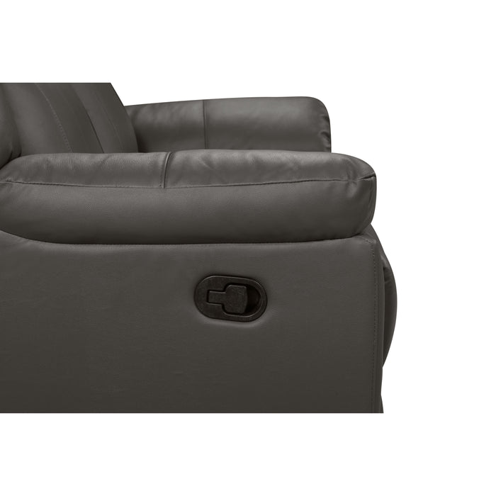 TAGGART LEATHER SOFA W/DUAL RECLINER-GRAY