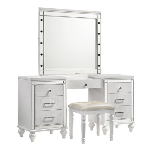 VALENTINO VANITY TABLE STOOL-WHITE - Furniture Stars (Chicago, IL)