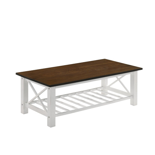 VESTA COFFEE TABLE-TWO TONE CREME/BROWN - Furniture Stars (Chicago, IL)
