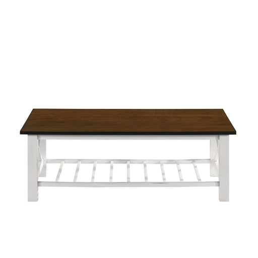 VESTA COFFEE TABLE-TWO TONE CREME/BROWN - Furniture Stars (Chicago, IL)