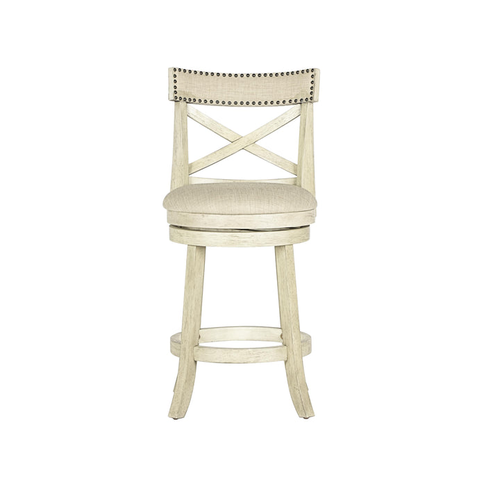 YORK 24" COUNTER STOOL-ANT WHITE W/FABRIC SEAT - Furniture Stars (Chicago, IL)