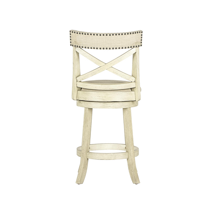 YORK 24" COUNTER STOOL-ANT WHITE W/FABRIC SEAT - Furniture Stars (Chicago, IL)