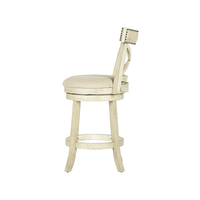 YORK 24" COUNTER STOOL-ANT WHITE W/FABRIC SEAT - Furniture Stars (Chicago, IL)