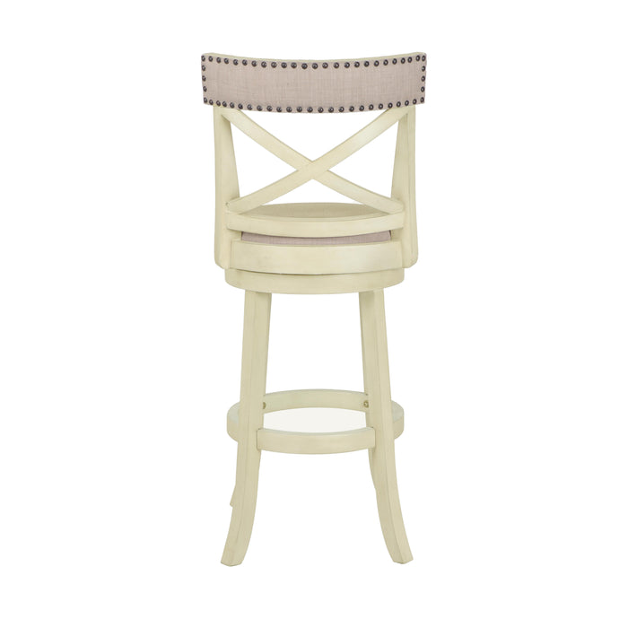 YORK 29" BAR STOOL-ANT WHITE W/FABRIC SEAT - Furniture Stars (Chicago, IL)