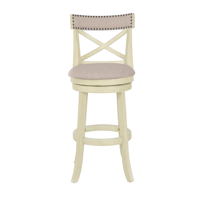 YORK 29" BAR STOOL-ANT WHITE W/FABRIC SEAT - Furniture Stars (Chicago, IL)