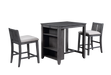 HESTON 36" STORAGE COUNTER TABLE SET W/2 CHAIRS-GRAY - Furniture Stars (Chicago, IL)