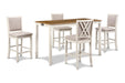 AMY  60" COUNTER TABLE+CHAIRS W/STG  (5 PC)  -2 TONE BISQUE - Furniture Stars (Chicago, IL)