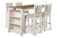 AMY  60" COUNTER TABLE+CHAIRS W/STG  (5 PC)  -2 TONE BISQUE - Furniture Stars (Chicago, IL)