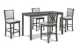 AMY  60" COUNTER TABLE+CHAIRS W/STG  (5 PCS)  -GRAY - Furniture Stars (Chicago, IL)