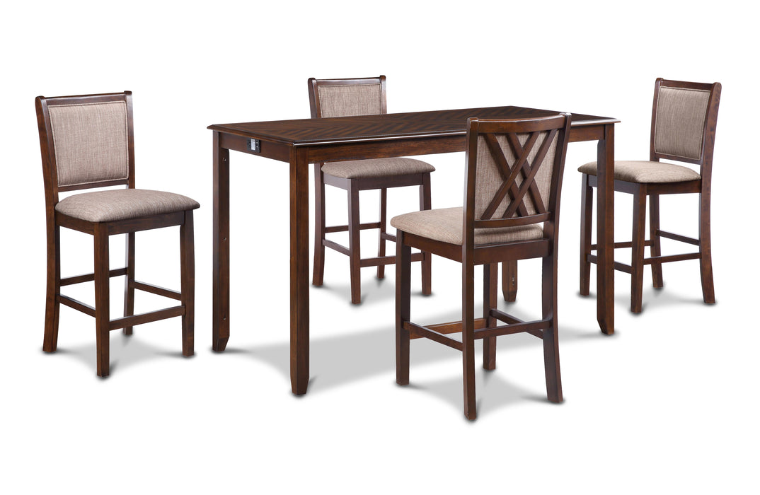 AMY  60" COUNTER TABLE+CHAIRS W/STG  (5 PC)  -CHERRY - Furniture Stars (Chicago, IL)