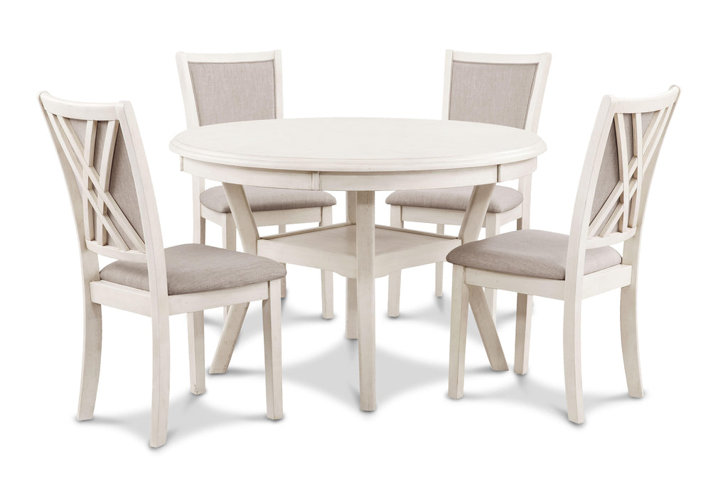 AMY 5PC ROUND DINING SET- BISQUE - Furniture Stars (Chicago, IL)