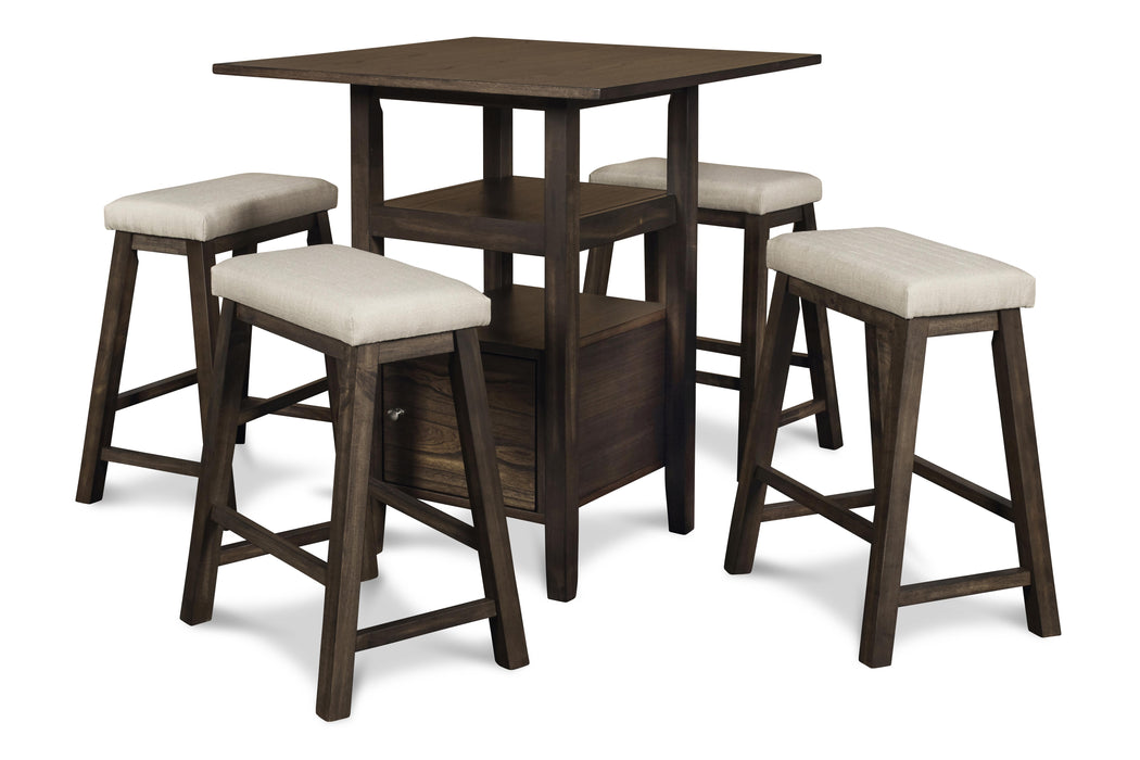 DERBY COUNTER TABLE & 4 STOOLS (SET) - CHOCOLATE - Furniture Stars (Chicago, IL)