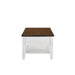 EVANDER COFFEE TABLE WITH DRAWER-TWO TONE CREME/BROWN - Furniture Stars (Chicago, IL)
