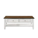 EVANDER COFFEE TABLE WITH DRAWER-TWO TONE CREME/BROWN - Furniture Stars (Chicago, IL)