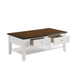 EVANDER COFFEE TABLE WITH DRAWER-TWO TONE CREME/BROWN - Furniture Stars (Chicago, IL)