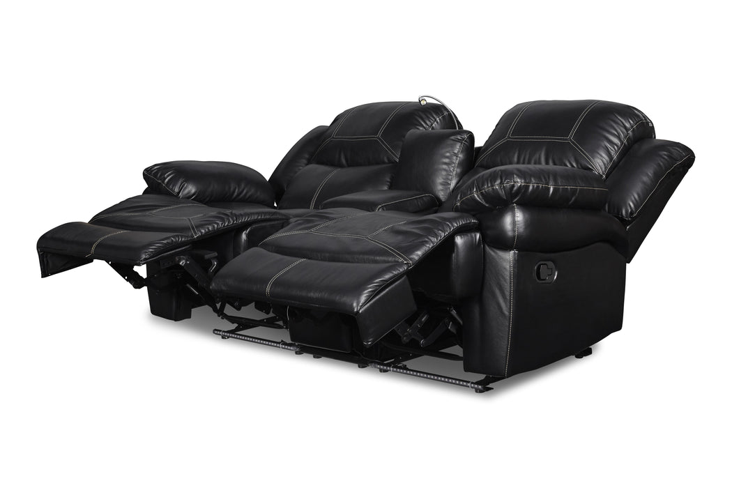FLYNN CONSOLE LOVESEAT W/ READING LIGHT- BLACK - Furniture Stars (Chicago, IL)