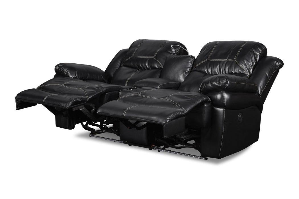 FLYNN CONSOLE LOVESEAT W/READING LIGHT, PWR FR- BLACK - Furniture Stars (Chicago, IL)