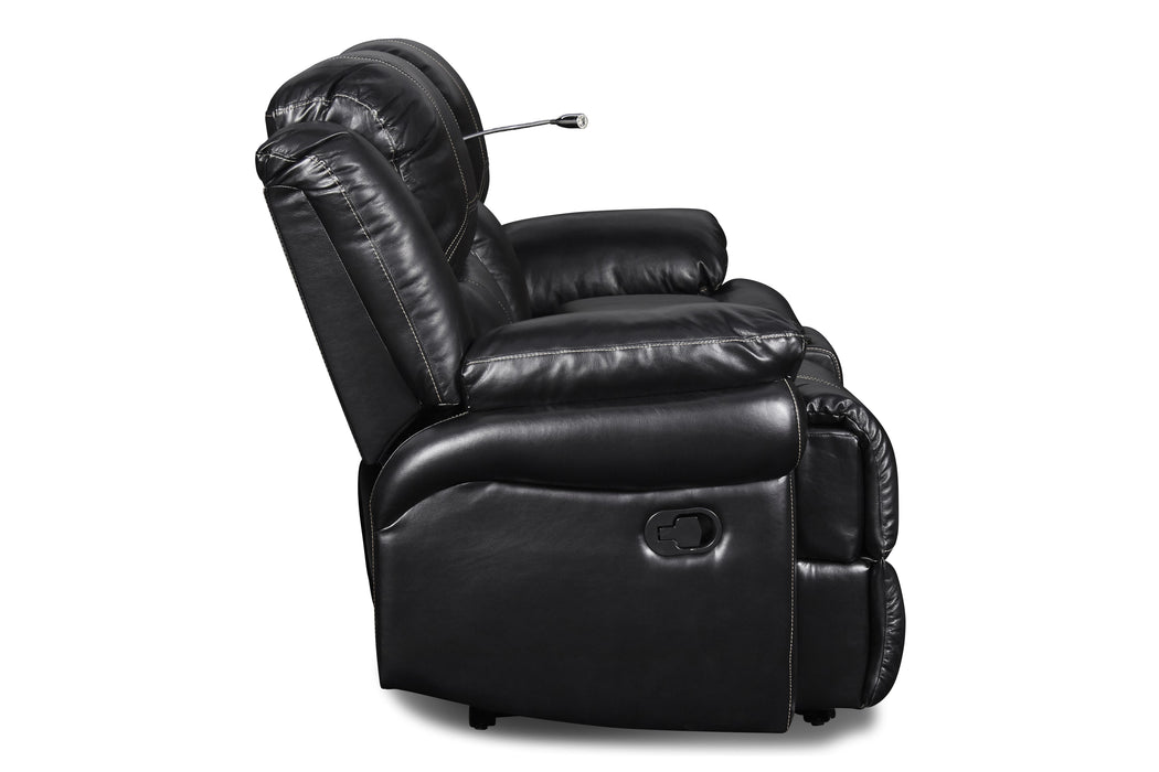 FLYNN CONSOLE LOVESEAT W/ READING LIGHT- BLACK - Furniture Stars (Chicago, IL)
