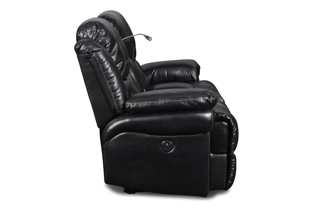 FLYNN CONSOLE LOVESEAT W/READING LIGHT, PWR FR- BLACK