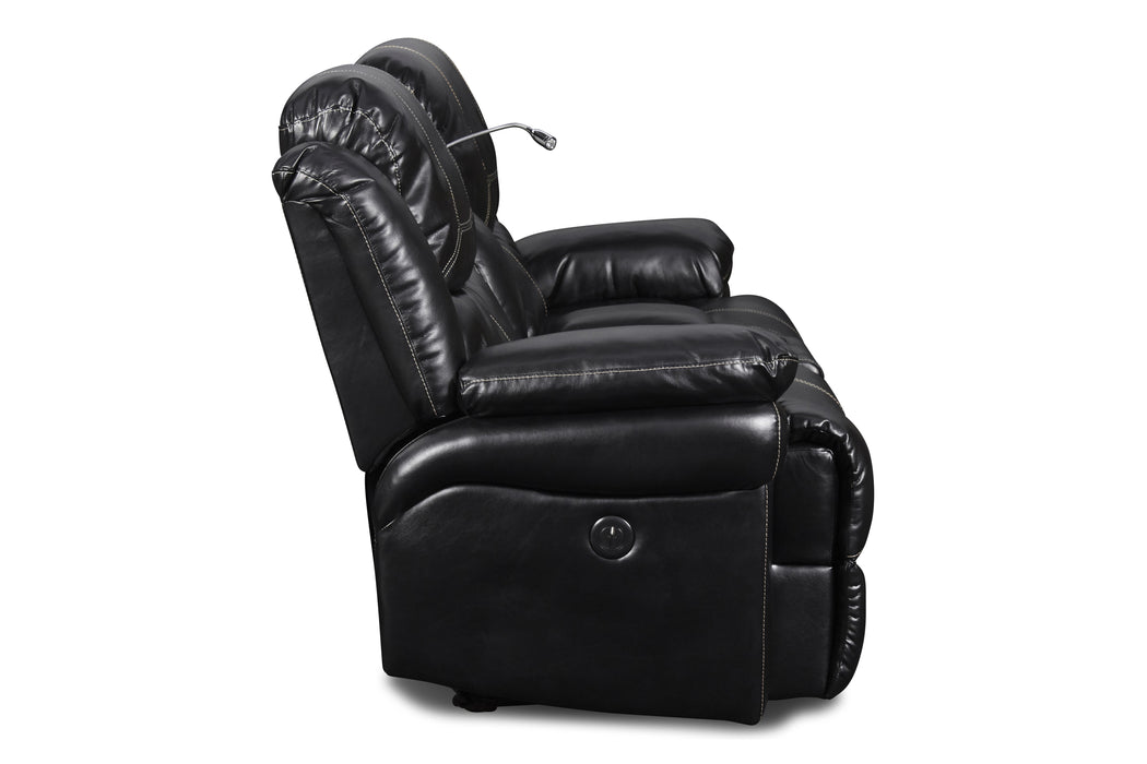 FLYNN CONSOLE LOVESEAT W/READING LIGHT, PWR FR- BLACK - Furniture Stars (Chicago, IL)