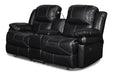 FLYNN CONSOLE LOVESEAT W/ READING LIGHT- BLACK - Furniture Stars (Chicago, IL)