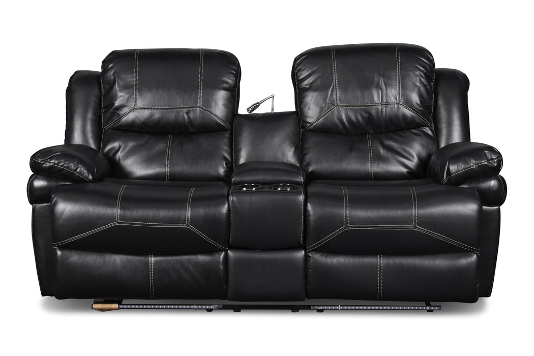 FLYNN CONSOLE LOVESEAT W/READING LIGHT, PWR FR- BLACK - Furniture Stars (Chicago, IL)