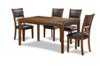 GIA 60" DINING TABLE+CHAIRS (5 PCS/CTN) -BROWN - Furniture Stars (Chicago, IL)
