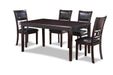 GIA 60" DINING TABLE+CHAIRS (5 PCS/CTN) -EBONY - Furniture Stars (Chicago, IL)