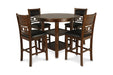 GIA ROUND COUNTER DINING 5 PC SET-BROWN - Furniture Stars (Chicago, IL)