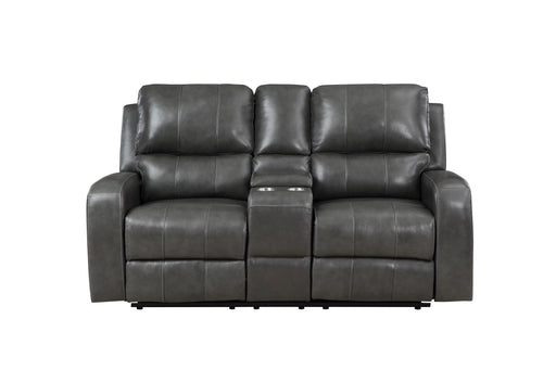 LINTON LEATHER CONSOLE LOVESEAT W/ PWR FR-GRAY - Furniture Stars (Chicago, IL)