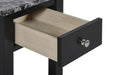 NOAH END TABLE WITH DRAWER-BLACK W/ FAUX MARBLE TOP - Furniture Stars (Chicago, IL)