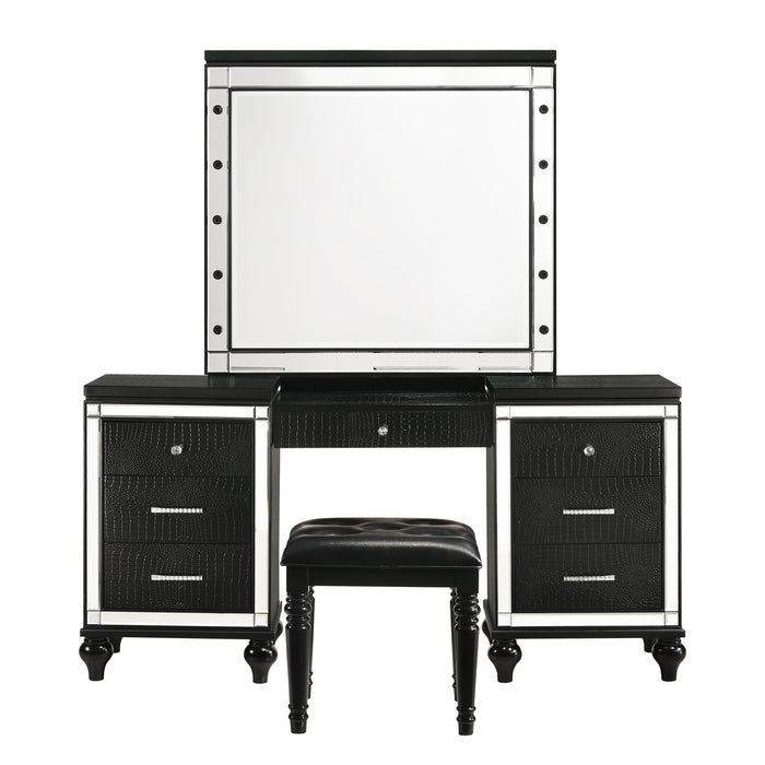 VALENTINO VANITY TABLE STOOL-BLACK - Furniture Stars (Chicago, IL)