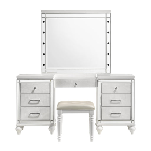 VALENTINO VANITY TABLE STOOL-WHITE - Furniture Stars (Chicago, IL)