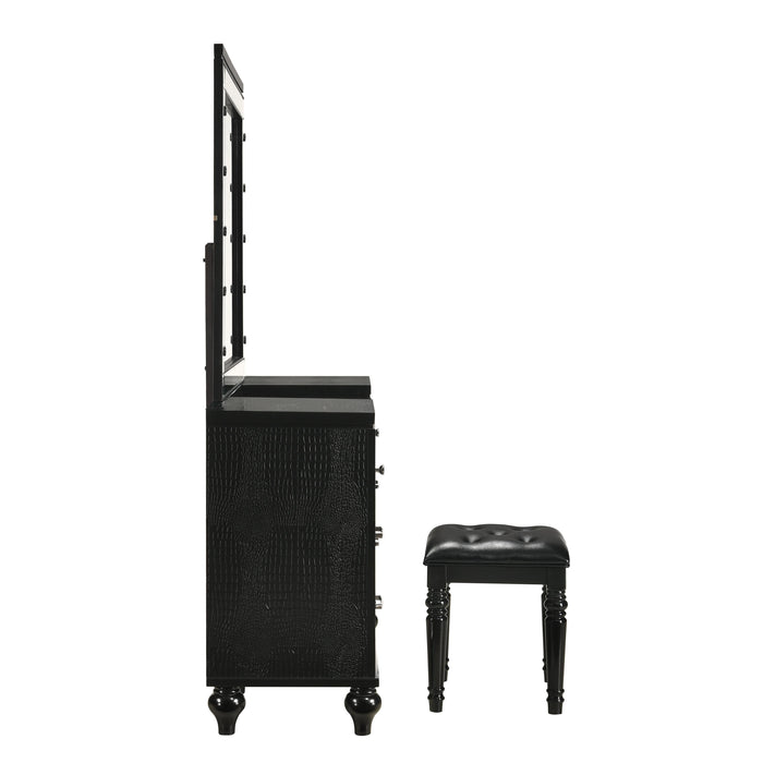VALENTINO VANITY TABLE STOOL-BLACK - Furniture Stars (Chicago, IL)