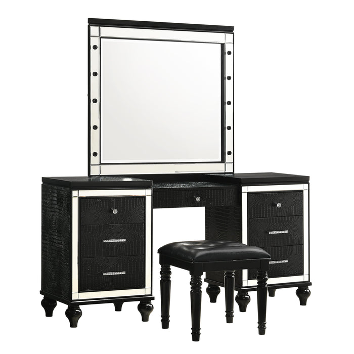 VALENTINO VANITY TABLE STOOL-BLACK - Furniture Stars (Chicago, IL)