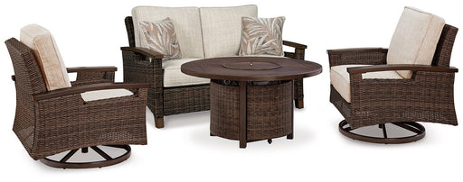 Paradise Trail Outdoor Loveseat, Lounge Chairs and Fire Pit Table - Furniture Stars (Chicago, IL)