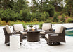 Paradise Trail Paradise Trail Fire Pit Table with 4 Nuvella Swivel Lounge Chairs - Furniture Stars (Chicago, IL)