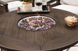 Paradise Trail Paradise Trail Fire Pit Table with 4 Nuvella Swivel Lounge Chairs - Furniture Stars (Chicago, IL)
