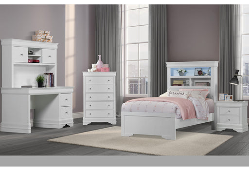 Pompei Metallic White Bookcase Twin Bed-Dresser-Mirror And Nightstand - Furniture Stars (Chicago, IL)