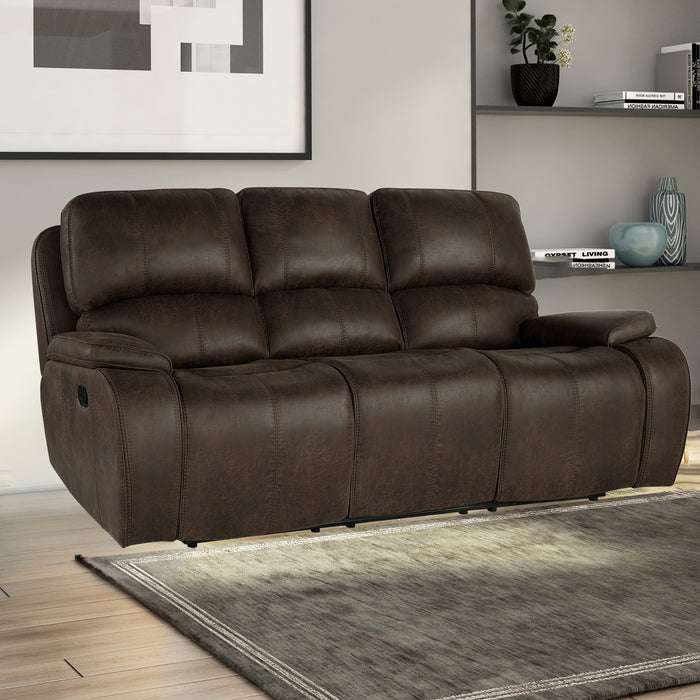 Brookings Sofa W/Dual Recliner-Brown