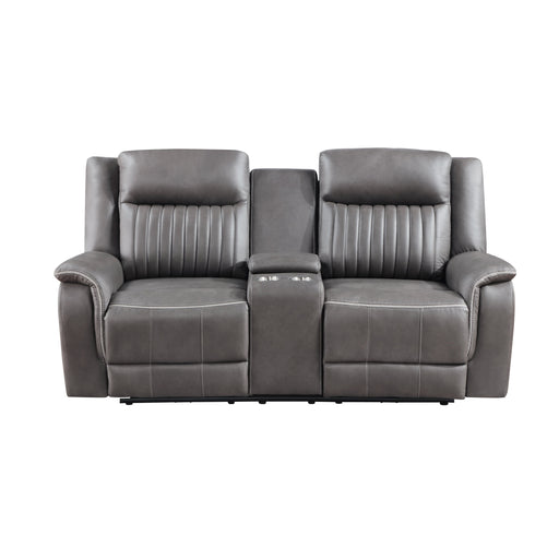 Enzo Console Loveseat W/ Dual Recliners--Gray