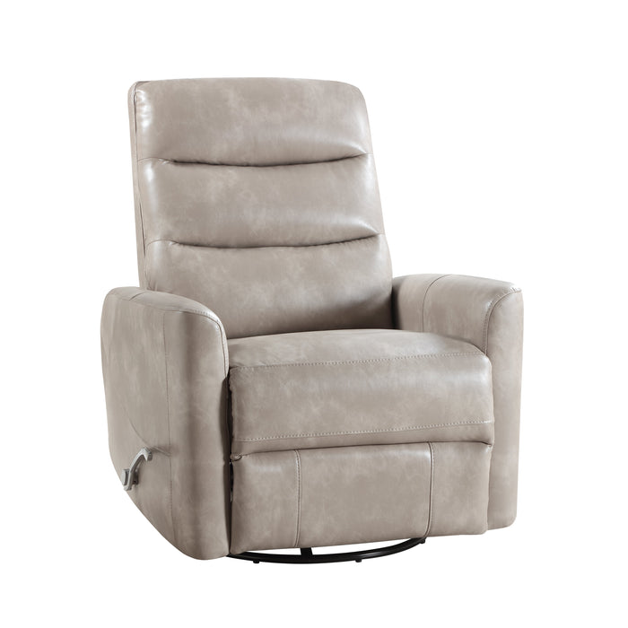 Takami Swivel Recliner-Gray Vegan Leather