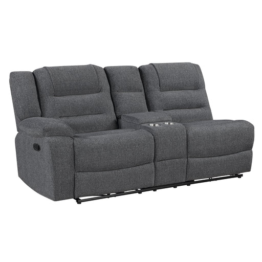 Redondo Laf Console Loveseat W/ 2 Recliners-Dk Gray