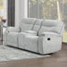 Chablis Reclining Console Loveseat-Mist Gray
