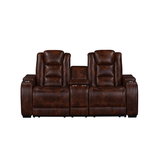 Chester Reclining Console Loveseat-Brown